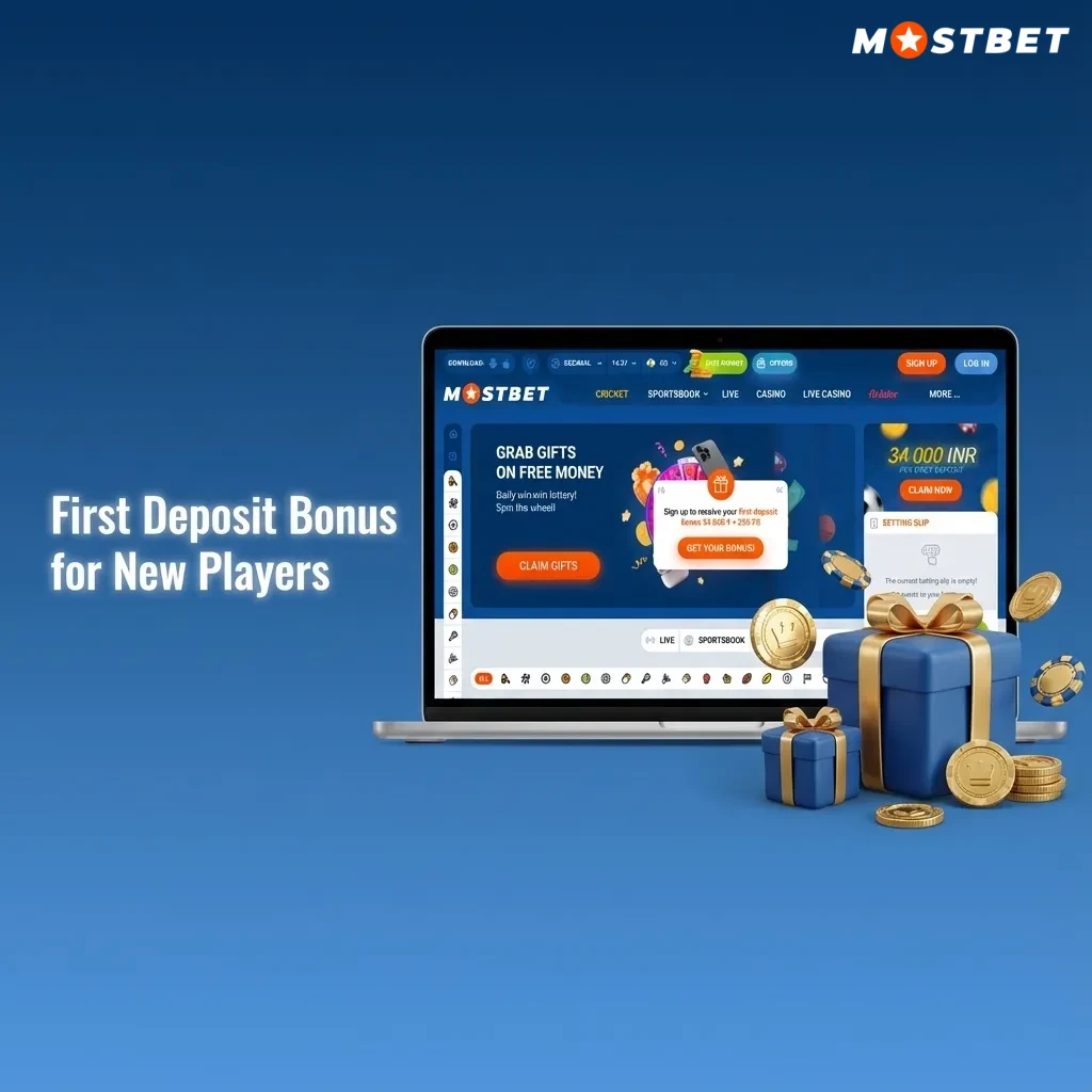 Banner promoting 125% first deposit bonus up to 45,000 INR for new Indian players on sports and casino games